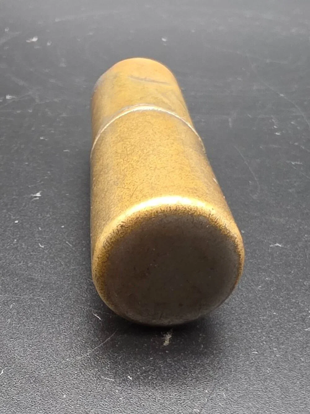 Vintage Gold Tone Metal Lipstick Tube Holder Case Floral Scroll Design